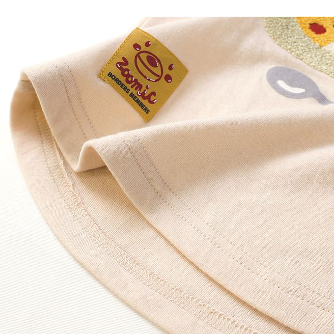 日本 ZOOLAND - 立體刺繡撞色長袖上衣-療癒咖哩飯-軍綠