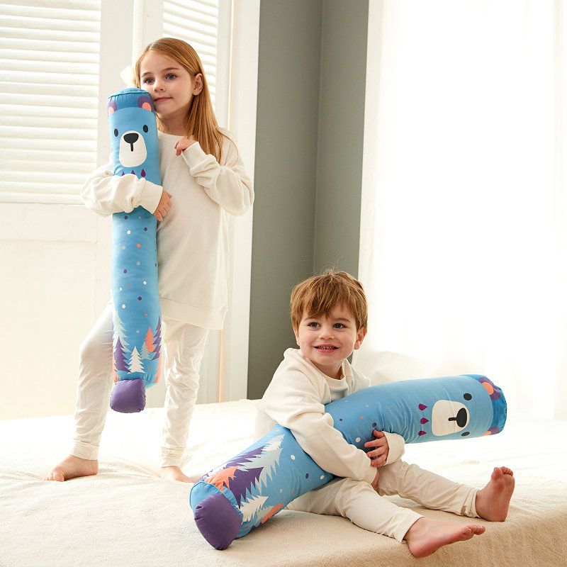 正韓Hello HiZoo - 純手工製多功能防蟎抗菌兒童長條抱枕/靠枕/睡眠輔助枕/側睡抱枕(大款)-守護熊