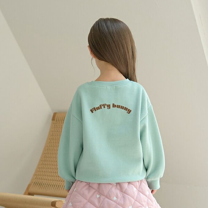 日本 Lycee mine - 可愛相良刺繡裏起毛長袖上衣-愛心小熊-米白