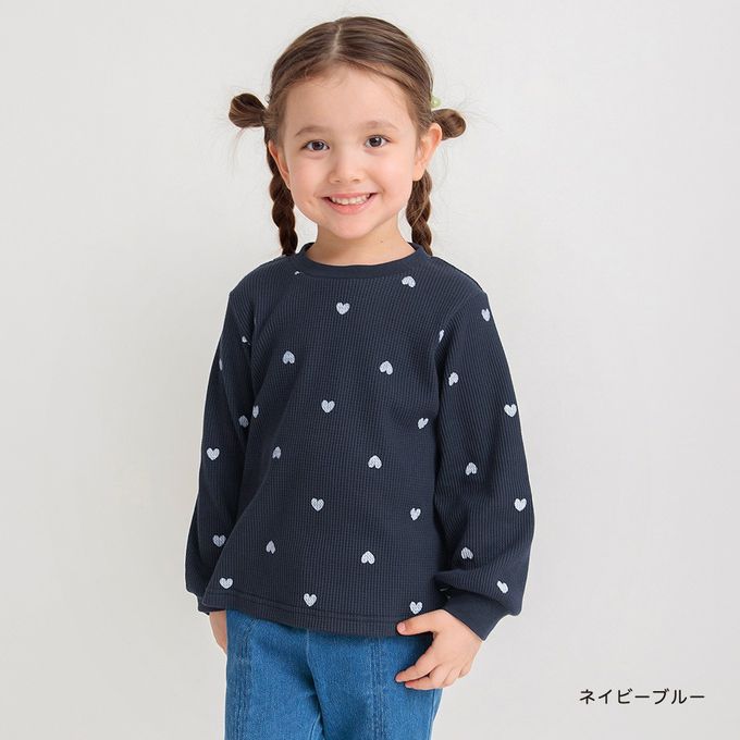 日本 BRANSHES - 清新女孩羅紋長袖上衣-圓點-黑