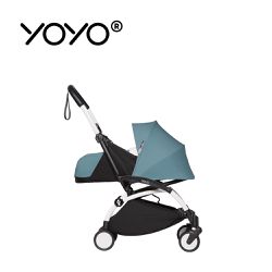 Stokke - YOYO² 法國 0+ 推車組合(含車架)-白色車架+湖水藍