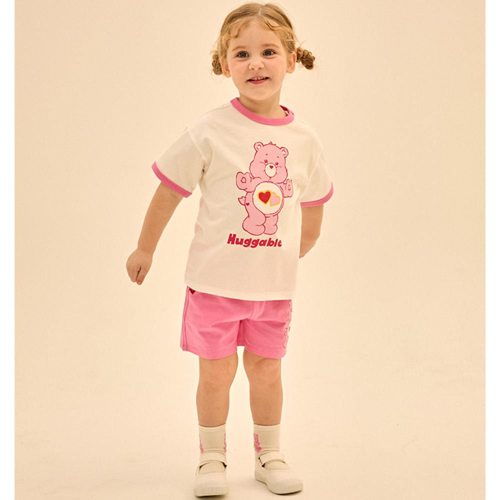 韓國 Care Bears - 聯名款熊熊印短袖短褲套裝-粉紅