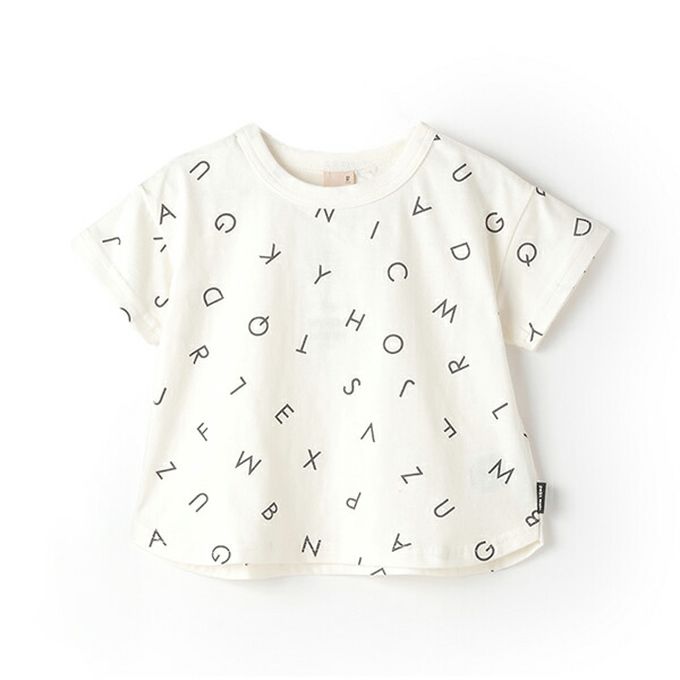 日本 petit main - [低價]接觸冷感 滿版印花短袖上衣-恐龍-橘紫