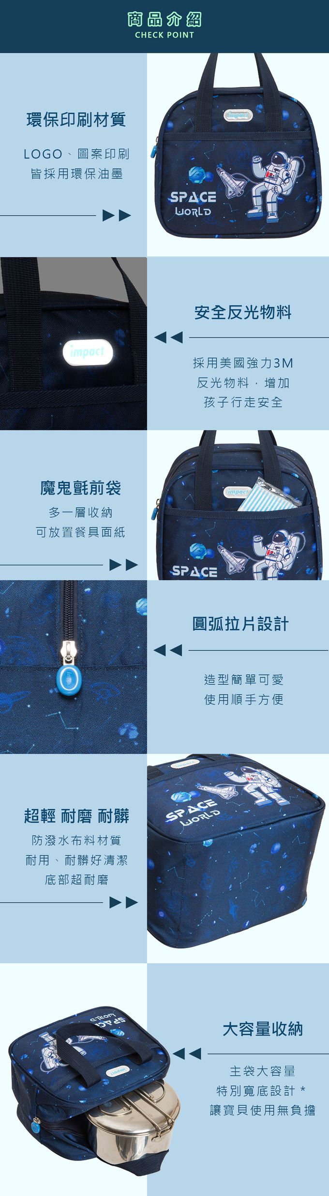 太空人午餐袋/便當袋-藍色