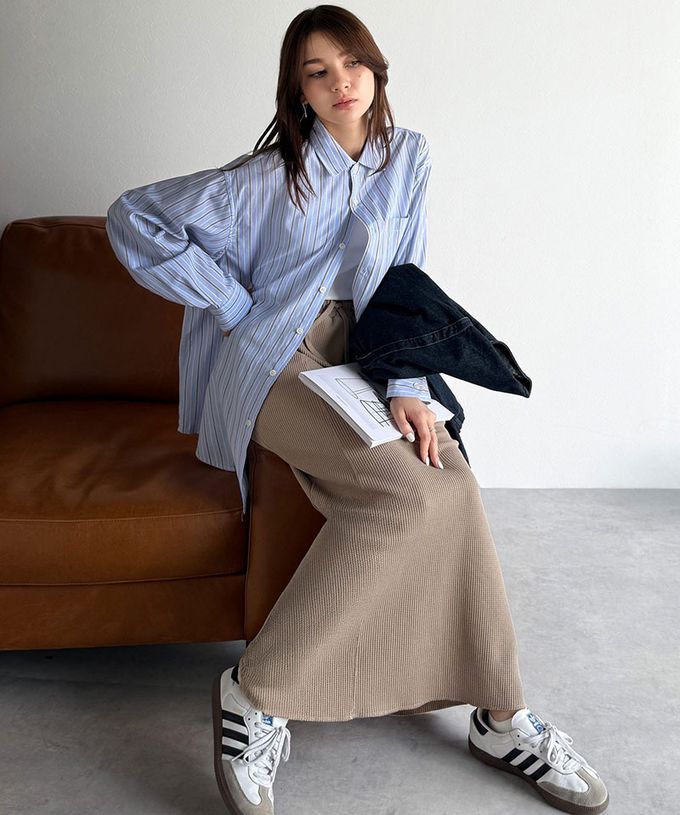 日本 Classical Elf - Java 華夫格舒適厚磅魚尾裙-淺灰