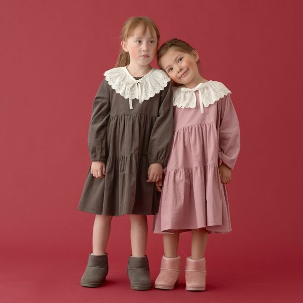 日本 Lycee mine - 可人兒蛋糕分層長袖洋裝(蕾絲領可拆)-粉紅