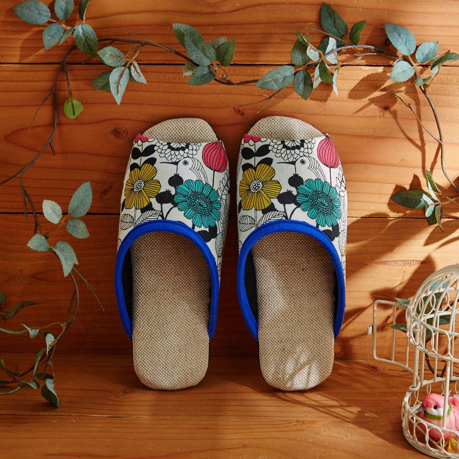 日本千趣會 - 時尚花樣可機洗室內拖鞋-花草-紫紅系 (M(23-25cm))