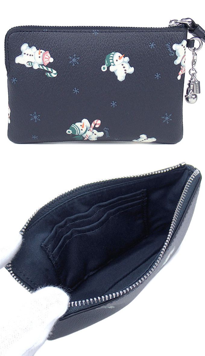 COACH - 印花皮革手拿包吊飾禮盒組 (深藍)