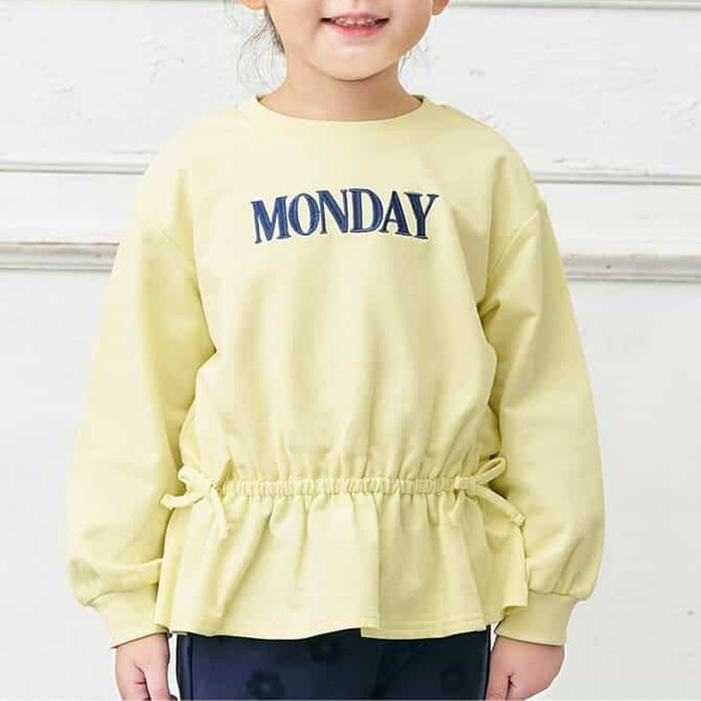 100%棉 可愛荷葉縮腰長袖上衣-MONDAY-奶油黃