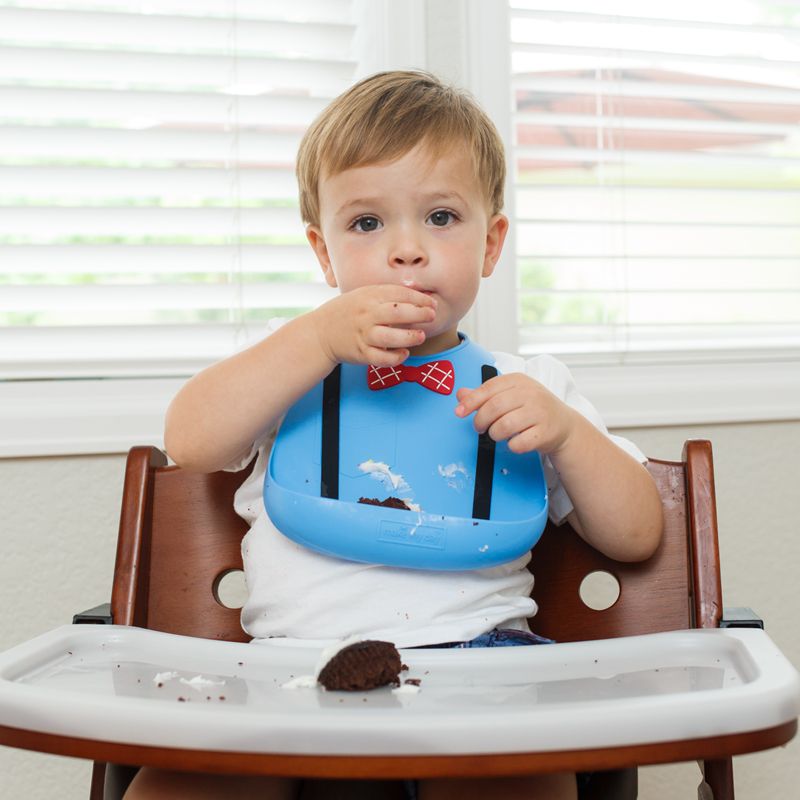 akachan honpo - 矽膠圍兜 Make My Day-吊帶褲-藍色