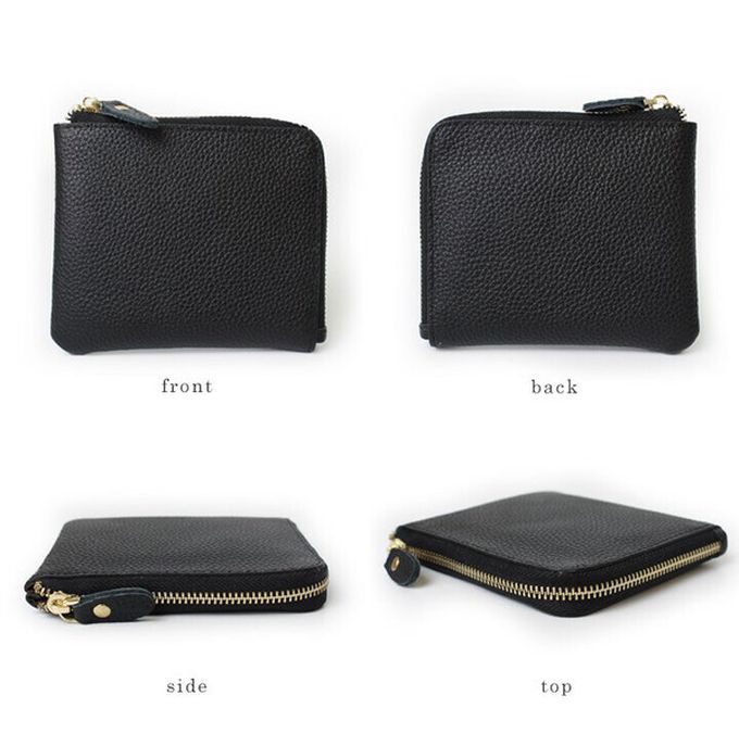 日本 LIZDAYS - 真皮迷你超輕巧拉鍊短夾-煙燻藍 (11x9.5x1.5cm)