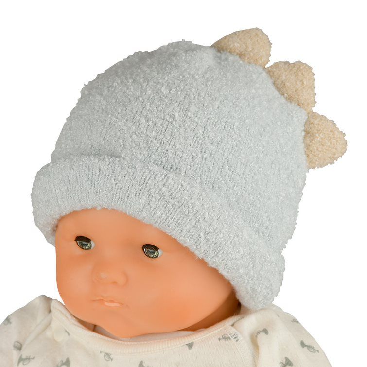 akachan honpo - 針織帽 柔軟、毛茸茸-恐龍-藍色 (42~46cm)