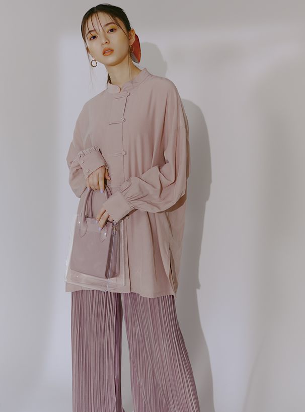 日本 GRL - 夏日定番透明子母手提包/側背包-灰粉棕