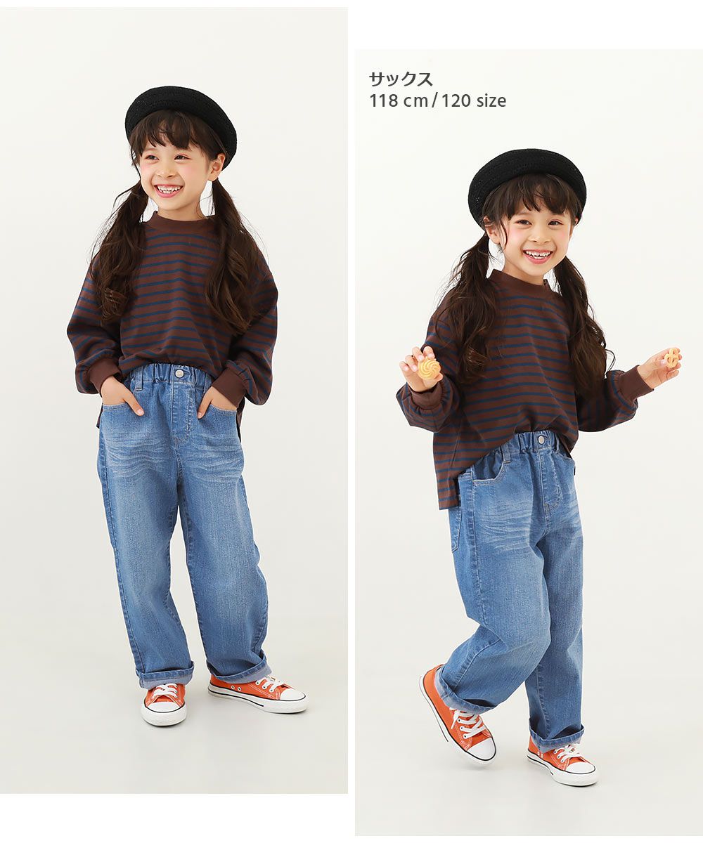 日本 devirock - RAKU DENIM 舒適丹寧褲-寬鬆直筒-海軍藍