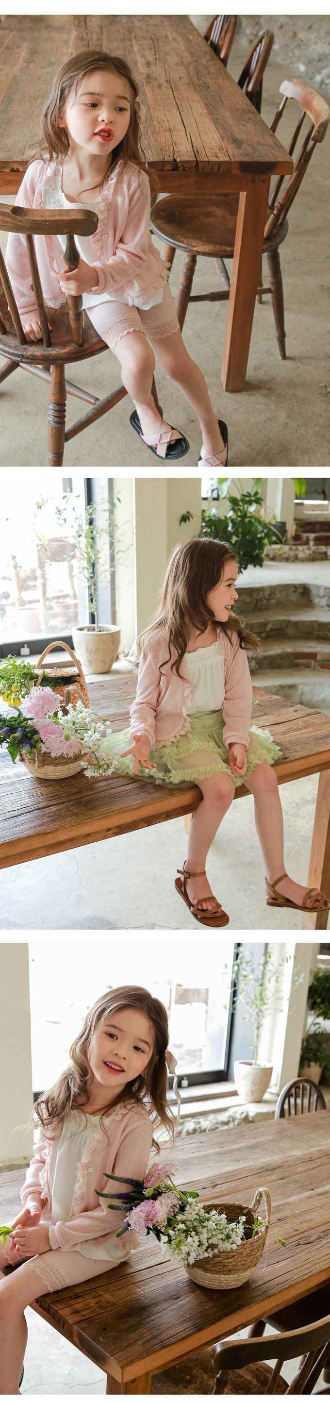 韓國 Puellaflo - 蕾絲花邊裝飾薄長袖外套-粉