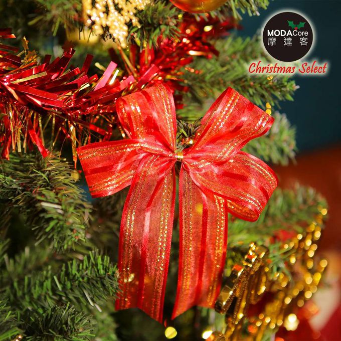 MODACore 摩達客 - 8尺/8呎(240cm)特仕幸福型裝飾綠色聖誕樹 (綺紅金雪系配件)含全套飾品不含燈/本島免運費