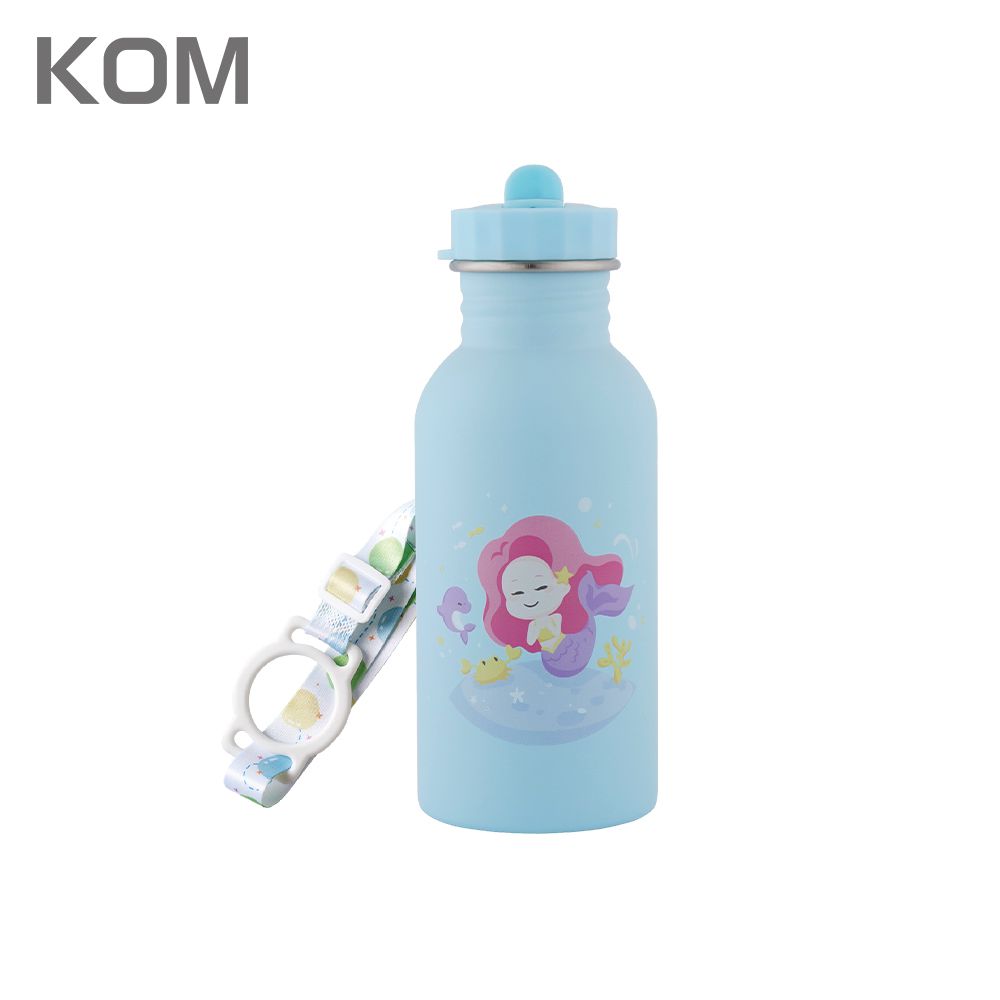 KOM - 夢想系列｜兒童隨身瓶500ml(附背帶)-美人魚-藍色-容量:500ml重量:150g