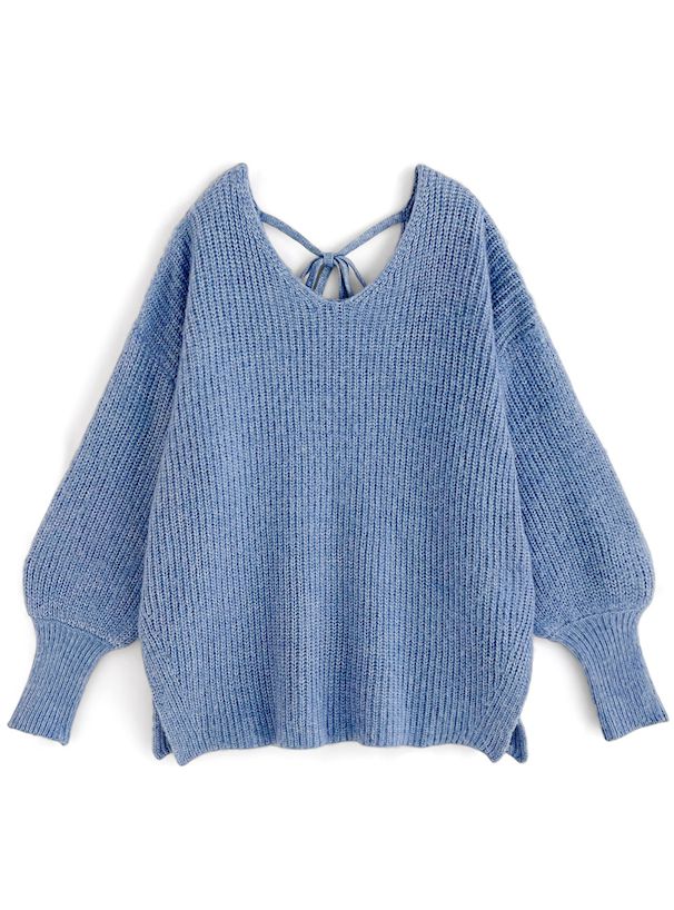 日本 GRL - 慵懶感綁帶長版針織上衣-蘋果綠 (F)