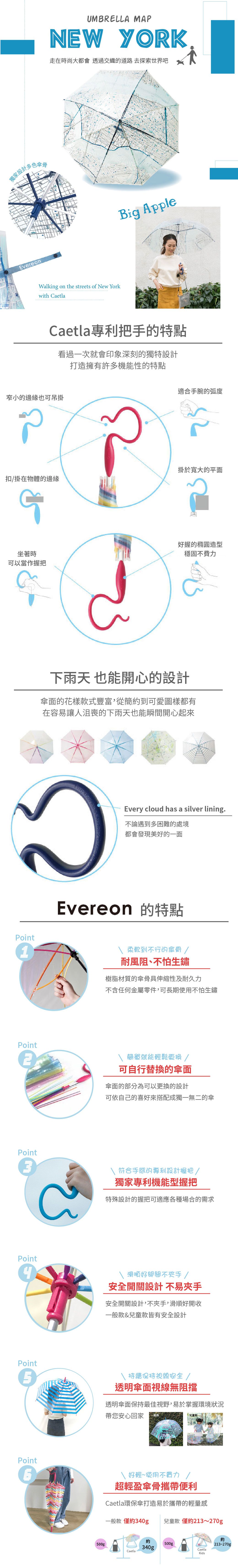 日本Caetla - Evereon可替換式環保輕量傘-都會紐約
