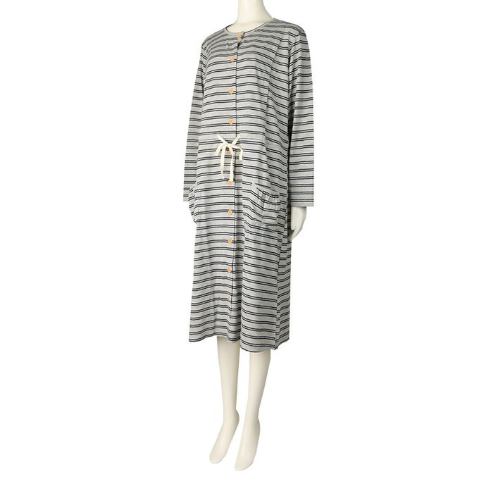 akachan honpo - 長袖洋裝-橫紋-灰色 (M~L)