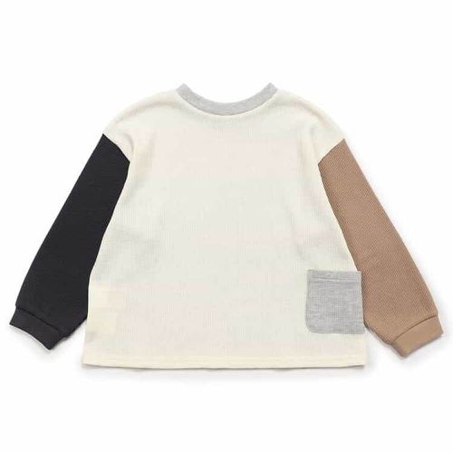 日本 BREEZE - 正反OK！前後兩穿長袖上衣-撞色-白X黑X棕