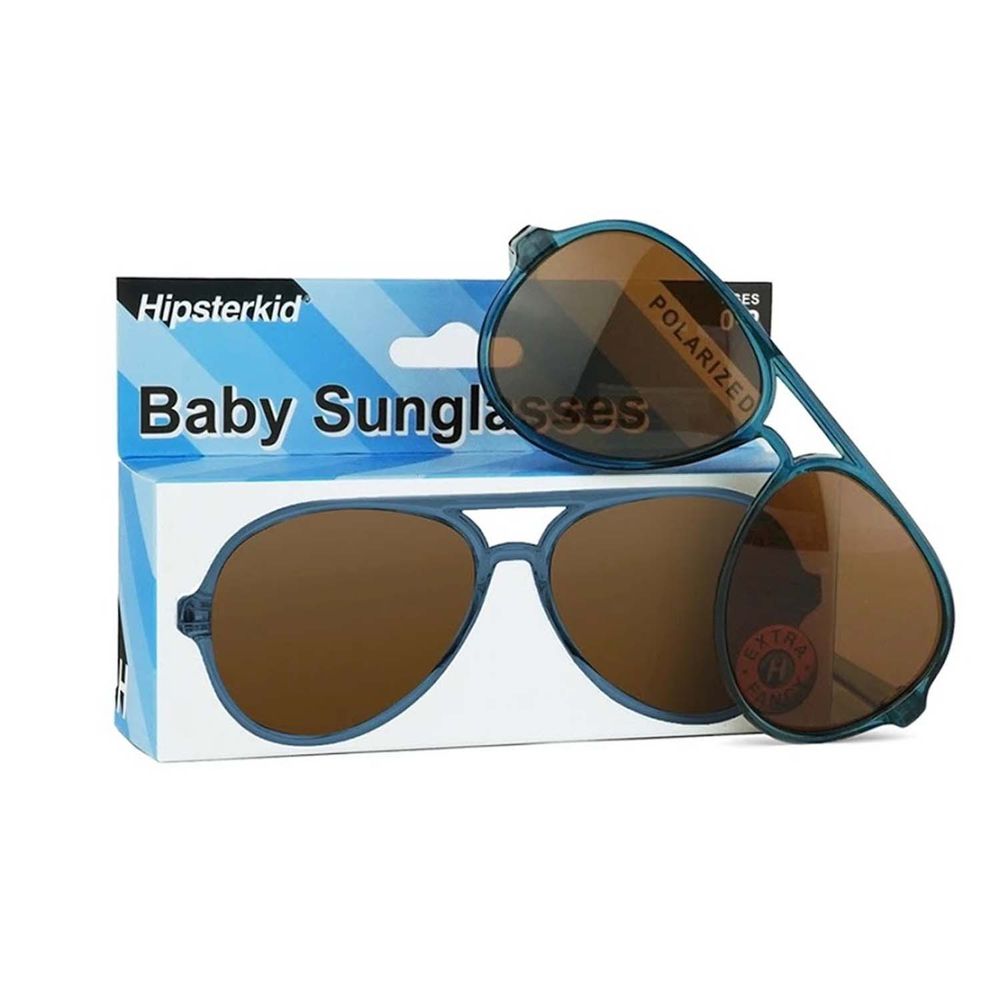 美國 Hipsterkid - 抗UV奢華嬰童偏光太陽眼鏡(附固定繩/收納袋)-飛行員丹寧