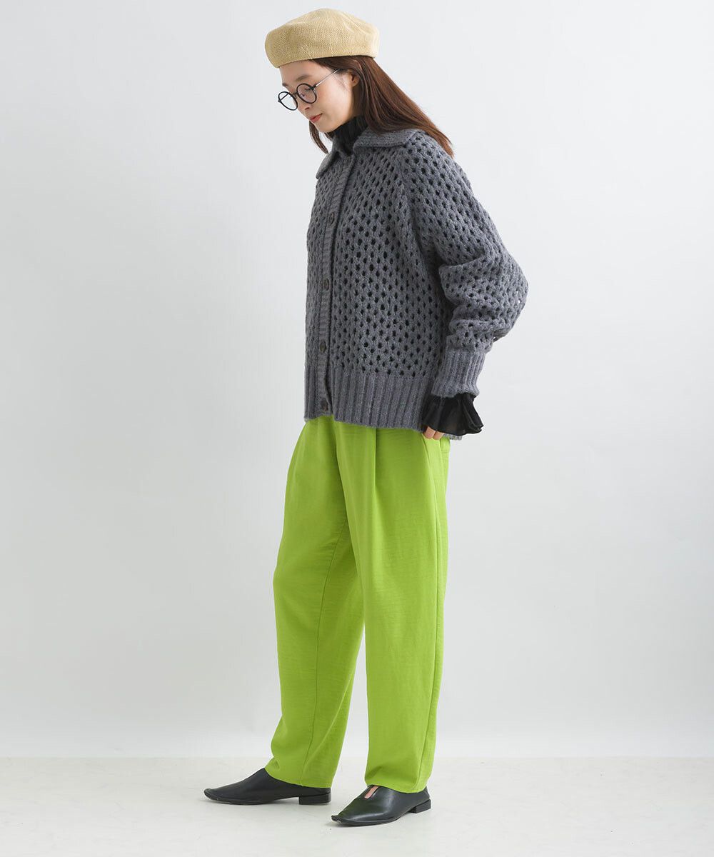 日本女裝代購 - 馬海毛觸感翻領粗針織外套-白