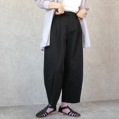日本女裝代購 - [熱銷款] 超藏肉休閒錐形美腿褲-黑