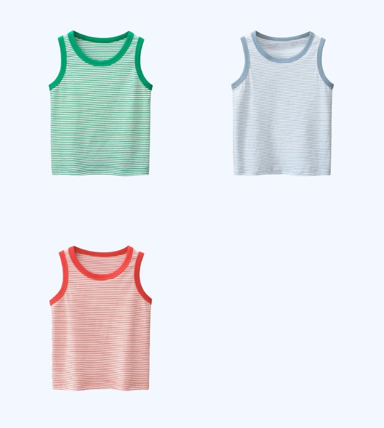 純棉無袖背心上衣-條紋款-藍+白