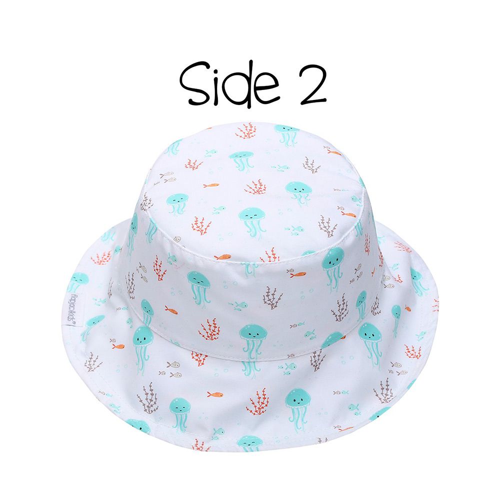 加拿大 flapjackkids - 雙面輕量遮陽帽/防曬帽-魚/水母