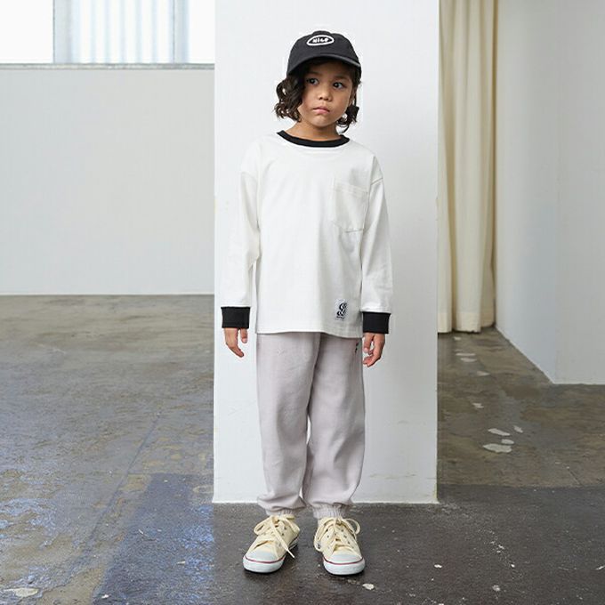 日本 b-ROOM - 彈性休閒素色運動風長褲-米杏