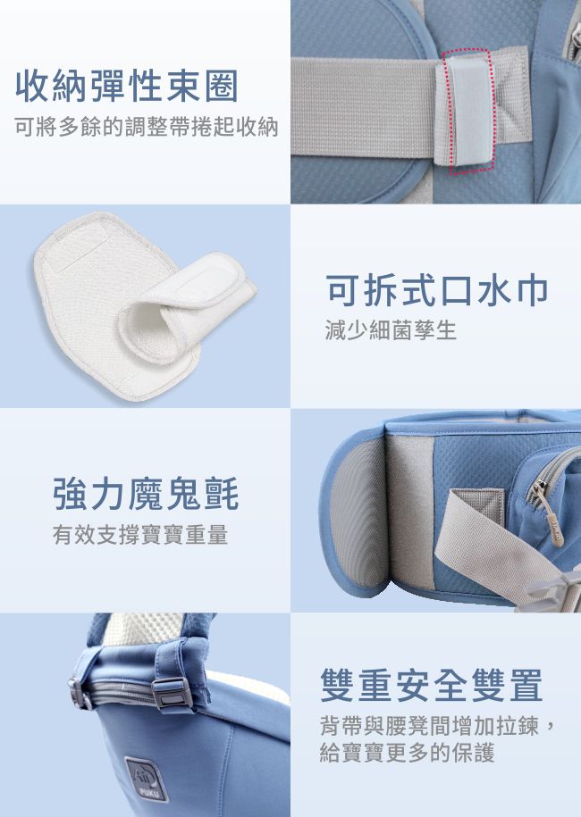 PUKU 藍色企鵝 - Lite Air腰凳揹巾-鐵灰色