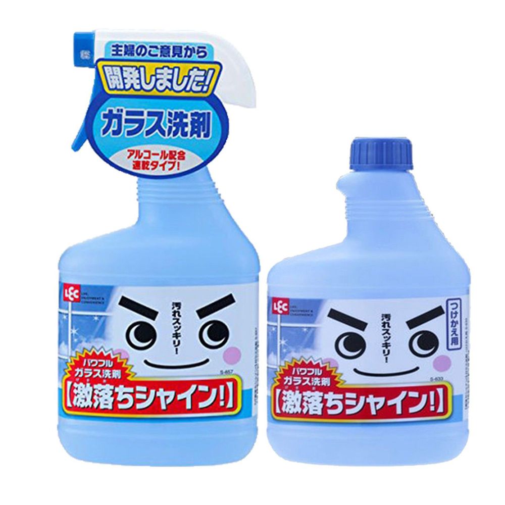 日本 LEC - 激落清潔劑 (玻璃用)-520ml標準瓶 + 520ml補充瓶