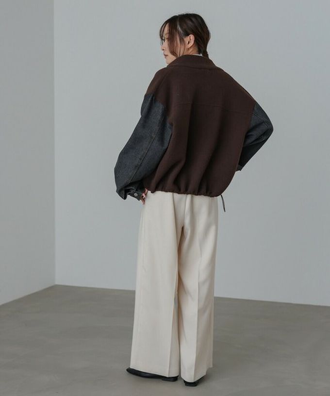 日本 Bab - 俐落簡潔丹寧袖拼接夾克/外套-黑系