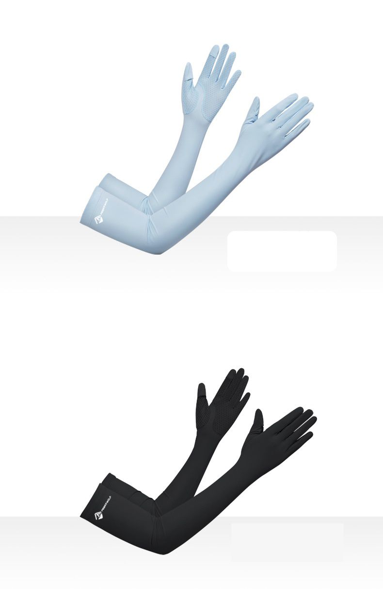 UPF50+成人冰絲涼感防曬袖套-指尖開口款-粉色 (F(約52x10CM))