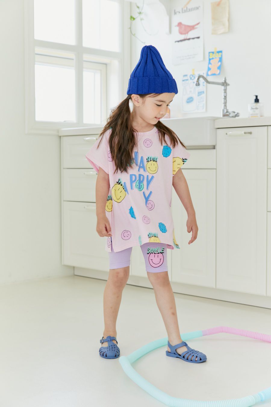 韓國 MINIATURE - HAPPY笑臉短袖上衣-粉紅