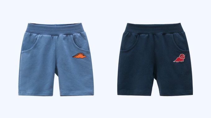 口袋恐龍五分褲-花灰