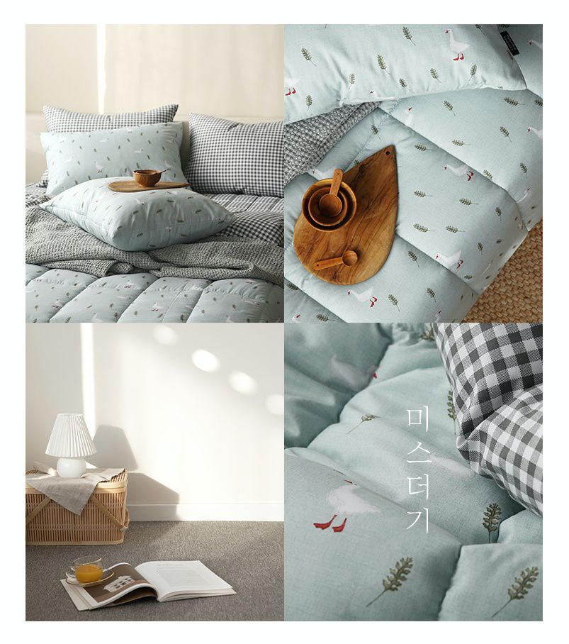 韓國 Maatila - 可水洗超細纖維桃皮感棉被-藍色鴨鴨