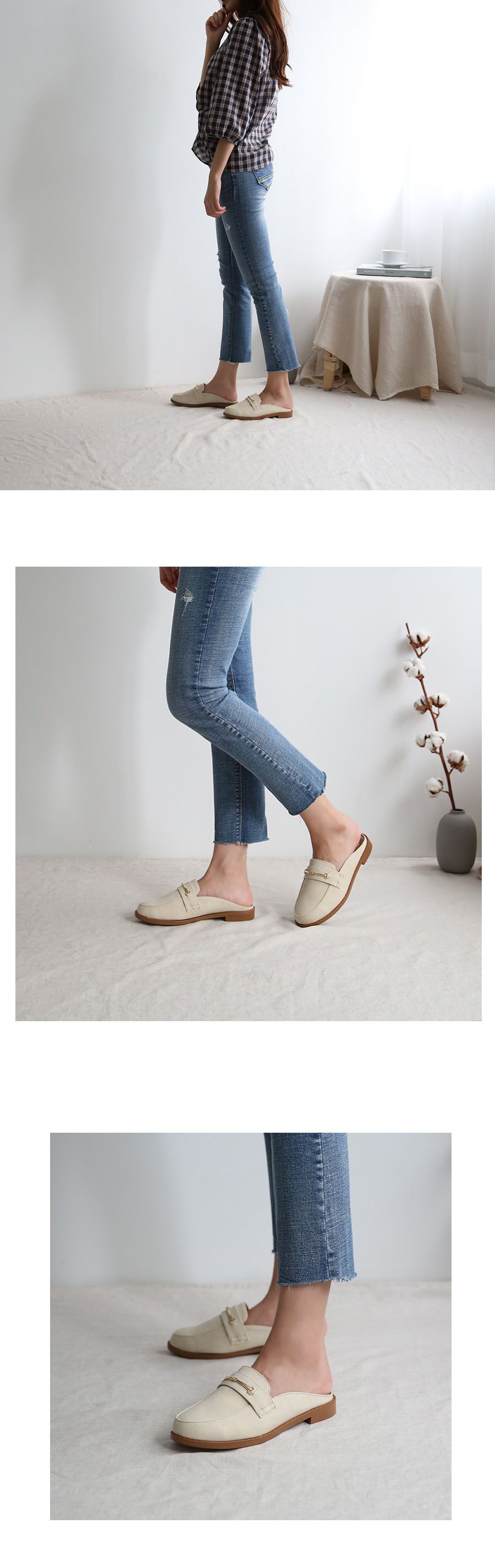 韓國 Dangolunni - 一字麂皮穆勒鞋-灰