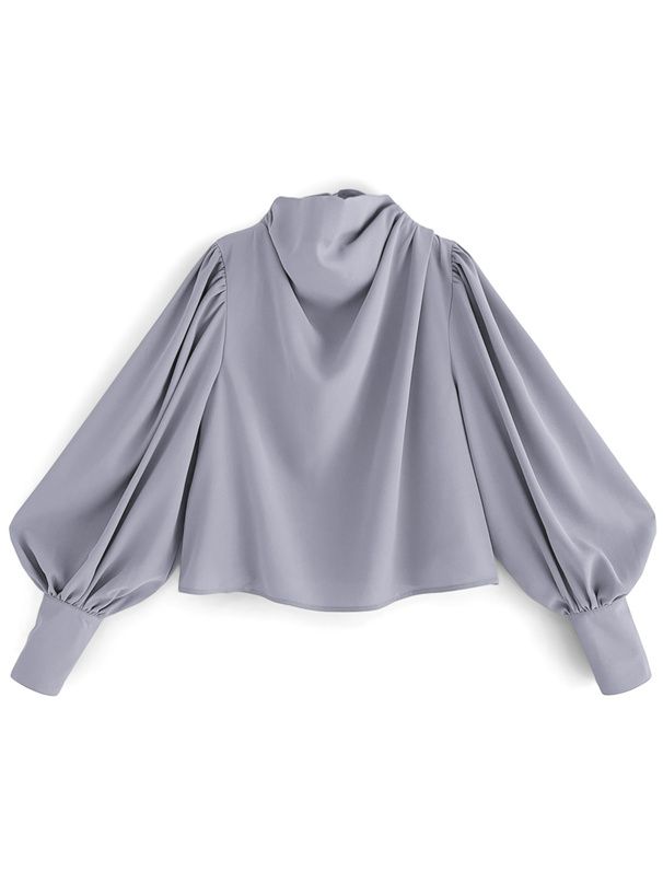 日本 GRL - 優雅女神皺褶感長袖上衣-米杏 (F)