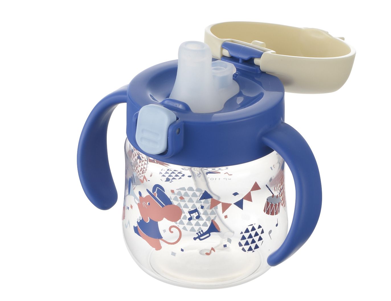 日本 Richell 利其爾 - 鼠樂團鴨嘴吸管水杯-150ML-藍/粉-5個月適用