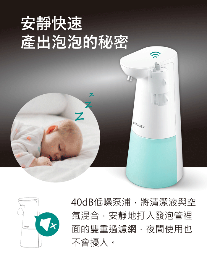 日本 Fuwaly - 微笑泡泡給皂機/自動感應洗手機-白色 + PHILIPS超鹼電池3號4入 + 日本獅王洗手慕斯補充包2入-超值組