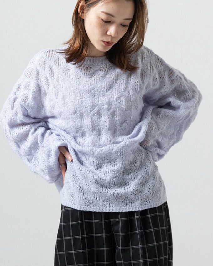 日本 gleam - 柔軟微透蓬鬆馬海毛針織上衣-米杏