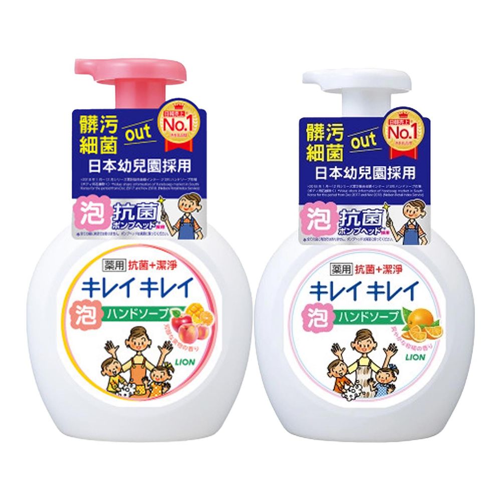 日本 LION 獅王 - 趣淨抗菌洗手慕斯組合 1罐果香+1罐柑橘(250mlx2)