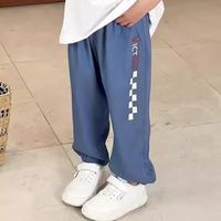 NC - 冰絲牛仔九分防蚊褲/空調褲-英文字母-深藍色
