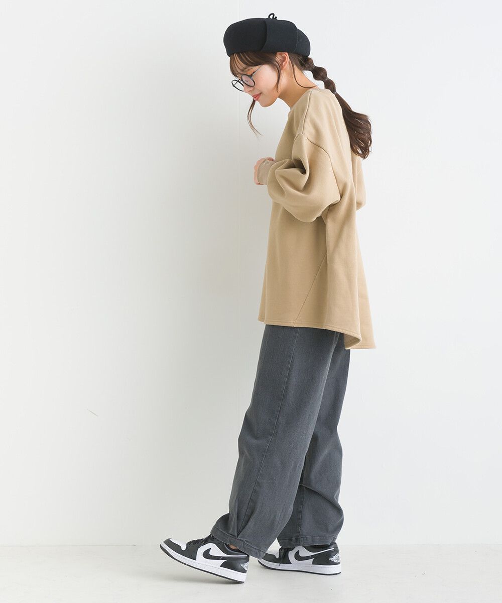 日本女裝代購 - 裏起毛典雅束口袖長袖上衣-象牙