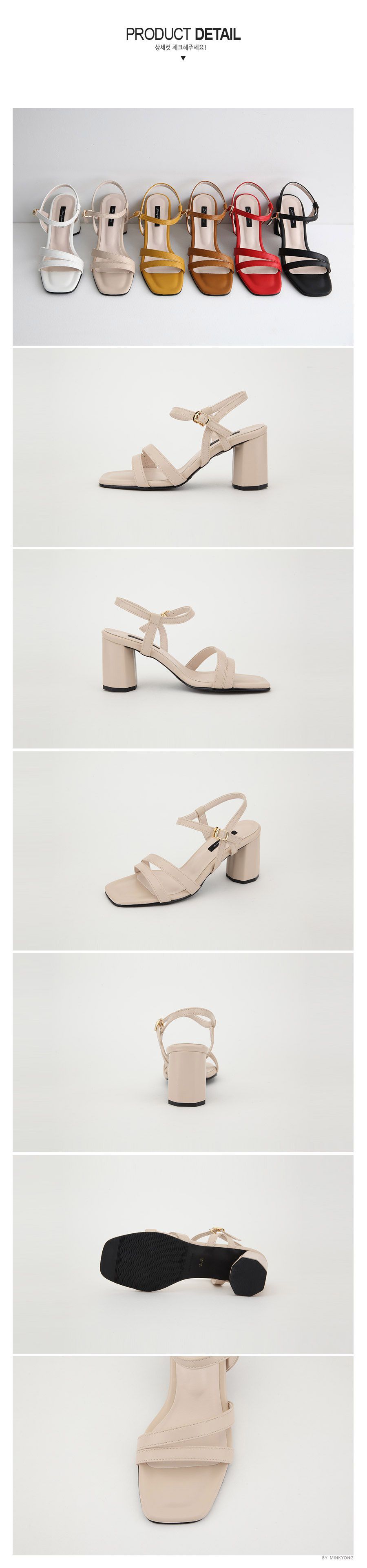 韓國 Dangolunni - 3cm氣質細帶粗跟涼鞋-黑