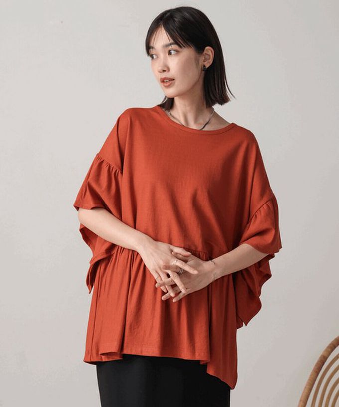 日本 Bab - 透氣嫘縈飄逸大寬袖上衣-黑