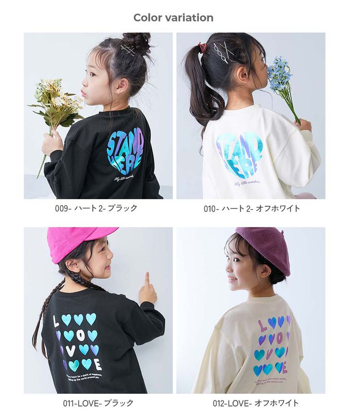 日本 devirock - 100%棉 閃亮金屬印花長袖上衣-蝴蝶結-紫羅蘭