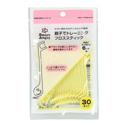 日本西松屋 - 幼童用牙線棒(6個月～)-黃-30入